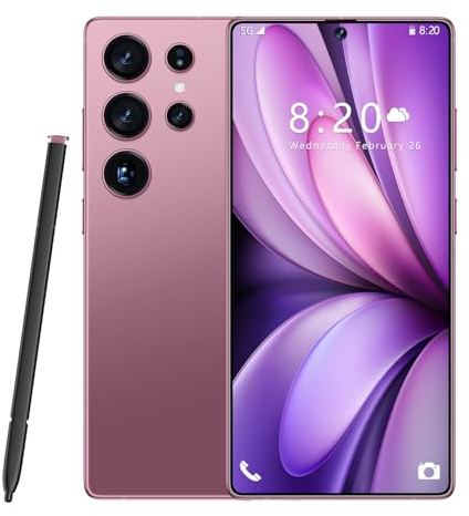 COTSRGT Telefoni Cellulari S26 Ultra 5G, Smartphone Android 14.0, Telefono Cellulare Con Fotocamera Da 7,3 Pollici, 16GB 1TB, 8000 MAh, 72 MP 108 MP, Doppia SIM Gratuita Sbloccata,Rose Glod-7.3 Inch