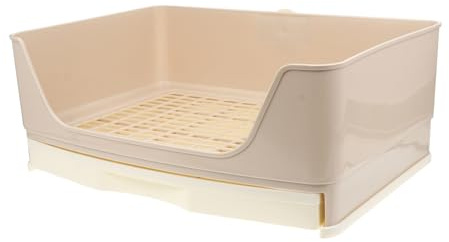 BESPORTBLE Bandeja Grande para Conejos y Cobayas de Plástico Beige, Inodoro Fácil de Limpiar y Antideslizante, Adecuado para Entrenamiento de Mascotas Pequeñas