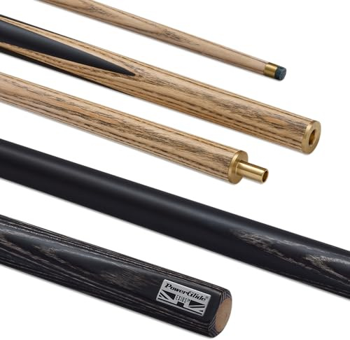 POWERGLIDE EXIOS Ash 3/4 2-delad 50/50 sammanfogad snookerpool eller biljardköpinne | askaxel | handskarvad rumpa | 538 g | Full storlek 147 cm | 9,5 mm spets
