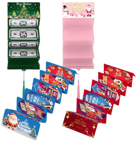 Enveloppes d'argent de Noël, enveloppes Père Noël avec 10 emplacements, porte-cartes de vœux, livrets pour, hommes, femmes, garçons, filles, famille, bureau, événement, école, anniversaire