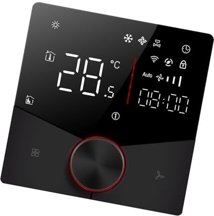 Garosa Termostato Wi-Fi, Display Touch Digitale, Controller per Climatizzatore a Risparmio Energetico, 5 a 35 Gradi Celsius, per Uso Domestico e in Ufficio (Black)