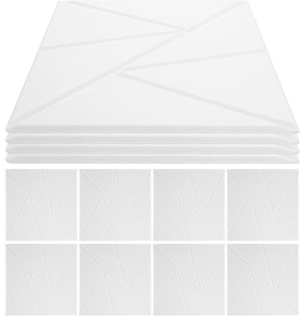 MAGICLULU Lot de 12 Panneaux Insonorisants Auto-Adhésifs 30X30 CM Mousse Haute Densité Blancs pour Isolation Phonique Murale Adaptés Studio Bureau et Maison