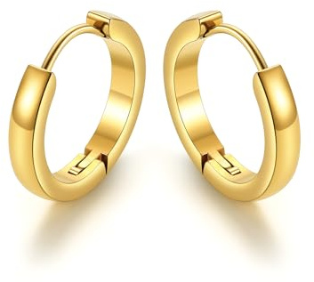 GoldChic Ohrringe Damen Creolen 7mm/9mm/12mm/14mm/16mm Edelstahl Helix Piercings Silber/Gold/Schwarz Creolen klein Huggie Ohrringe Hoop für Damen Herren