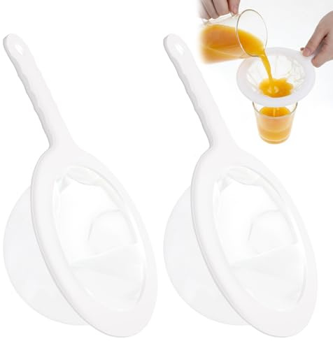 Plastic Fine Mesh Sieve with Handle, 2 PCS Ultra-Fine Nylon Mesh Strainer for Juicing Kitchen Filter Tool Separation Net for Juice, Soy Milk, Coffee, Yogurt, Tea Leaf Filter, Honey, Wine (200 mesh)