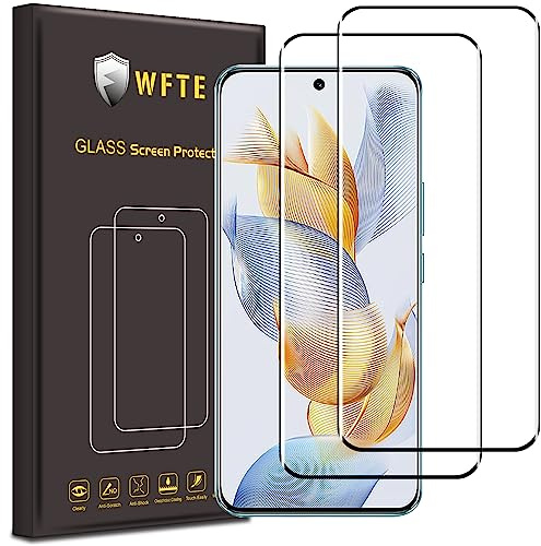 WFTE [2 pellicole protettive per Honor 90, in vetro temperato 3D, durezza 9H, antigraffio, anti-olio, anti-bolle, compatibile con Honor 90, colore nero