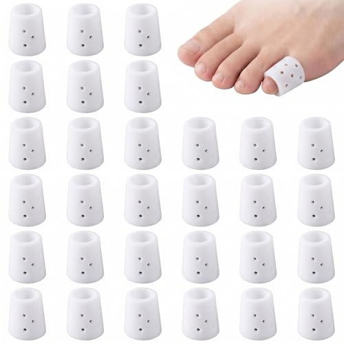 LYQNIHOB 30pcs fundas de silicona para dedos de los pies, Protectores Dedos Pies, almohadillas protectoras de gel suave para dedos de pies, protectores de maíz, almohadillas de tubo para dedos, Blanco