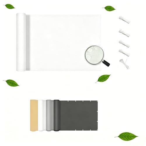 AUWUUA Balcony Privacy Screen 0.7x3M Cache Balcon Brise Vue, Protection UV, Coupe-Vent avec Trous et Serre Câbles pour Terrasse Patio Rambardes de Jardin Clôtures de Piscine, Blanc