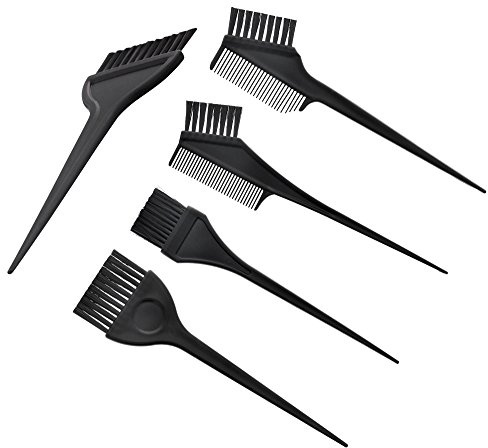 Set mit 5x Haarfärbekamm, Pinsel Kosmetex Haarfärbe-Pinsel, Pinsel u. Kamm für Farbe, Blondierung, Strähnchen färben, 5er MixSet