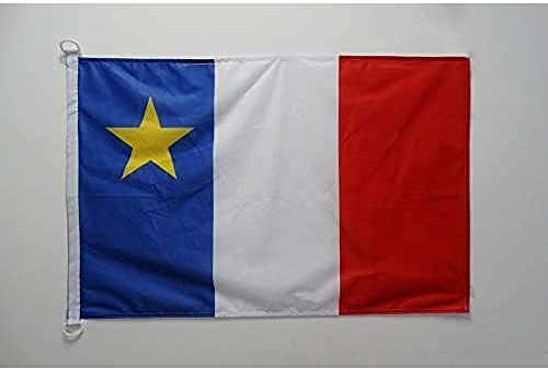 AZ FLAG Pavillon Acadie 45x30 cm Acadien Maille Bloquée Anneaux Plastique | Usage extérieur et nautique Pavillon nautique résistant aux intempéries avec coutures doubles et bords renforcés
