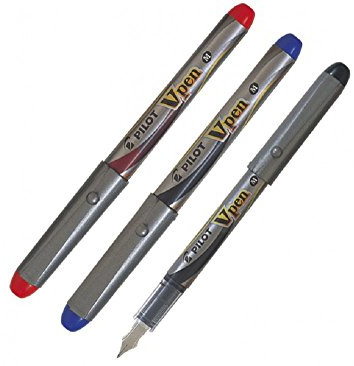 3 Plumas desechables Pilot VPEN SILVER, colores Azul, Negro y Rojo