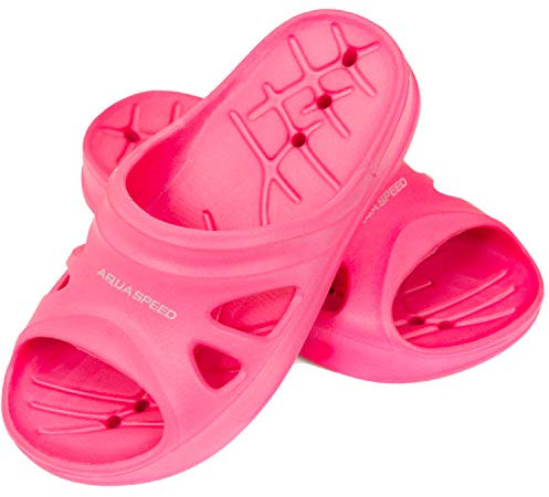 Aqua Speed rosa Badelatschen Florida + Fasertuch | Damen | schön Duschsandalen | Badeschlappen Frauen | Mädchen | Bequeme Saunasandalen | modische | leichte | Gr 40