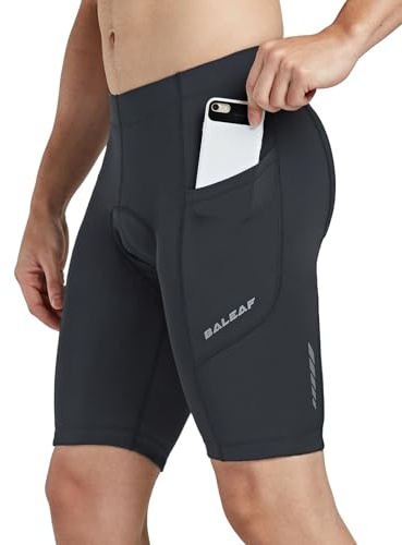BALEAF Cykelshorts för män, vadderade 3D-cykelbyxor med sidofickor, UPF 50+ och snabbtorkande