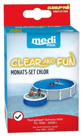 mediPOOL Chlor Plus Mini Clear and Fun für Quick-Up-Pools 250 g, Desinfektion, Chlortabletten, Schnellchlorung, klares Wasser, Poolreinigung
