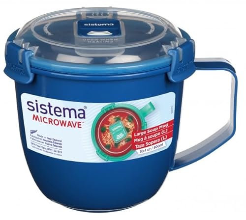 Sistema Lot de 2 grandes tasses à soupe au micro-ondes - 900 ml - Sans BPA - Menthe/bleu/violet