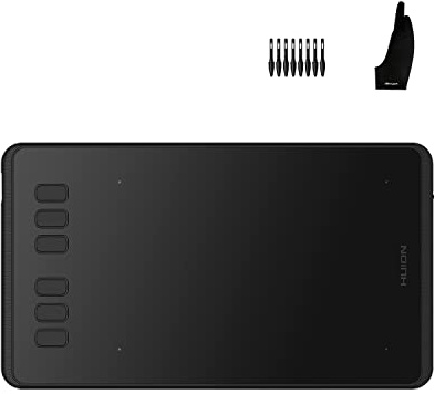 Huion Inspiroy H640P Drawing Tablet Bundle with Artist Drawing Glove for Digital Art, Paint, Design
