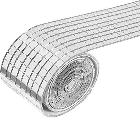 HEALLILY 1 Rolle Selbstklebende Mini Spiegel Echtglas Spiegel Mosaik Fliesen Aufkleber Fliesenaufkleber Basteln für Küchen Bädern Fliesen Dekorative Handwerk DIY Silber