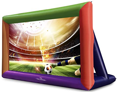 Talvania 24 Feet Inflatable Projector Screen for Outdoor and Indoor TV Movie Watching, Blower, Tie Downs, Stakes, Sandbags, and Storage Bag, Quick Blow Up (24' Multicolor)