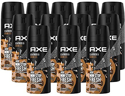 AXE Bodyspray Leather & Cookies im 12er Set, Deo Deospray Deodorant Body Spray Herren Männer Men 12x 150ml, Männerdeo ohne Aluminium (12 Produkte)