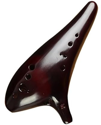 Okarina-Instrument 12-Loch-geräuchertes Lötkorn-Ocarina Bass C-Ton Ocarina-Anfänger Lehre Ocarina 12-Loch-Klangqualität Okarina mit Tasche Anmutige Form-Keramik-Okarina