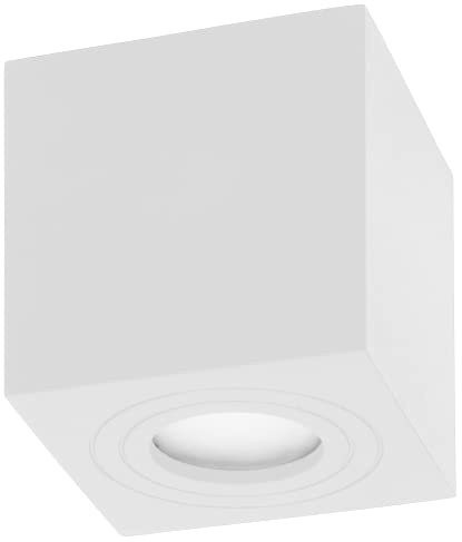 Adviti Megy Deckenleuchte Quadratisch GU10 IP54 Wasserdicht 7 W für LED (Glühbirne Separat Kaufen) (Weiß)