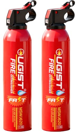 Ougist Small Portable Fire Extinguisher for Home and Kitchen, 21oz Each, 2-Pack, Water-Based Fire Extinguishers for Quick Emergency Response, Prevent Re-Ignition, Ideal for Vehicle and Camping, MSJ620
