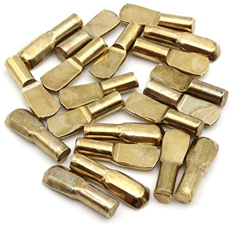 Design61 Regalbodenträger 4 mm Bodenträger für Regalböden Stahl Vermessingt Löffelform 20 Stück