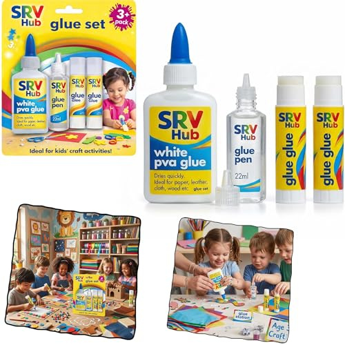 4Pcs Kids Craft Glue Set PVA Glue Bottle Glue Pen Glue Sticks Non Toxic Washable School Supplies for Paper Card Fabric Scrapbooking DIY Arts and Crafts Kit