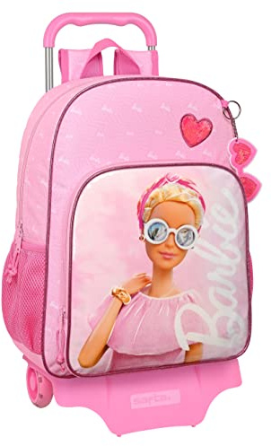 BARBIE GIRL - Mochila Escolar Grande con Carro, Mochila Niño, Mochila Infantil, Adaptable a Carro, Ideal para Niños de 5 a 14 Años, Cómoda y Versátil, Calidad y Resistencia, 33x15x42 cm, Color Rosa