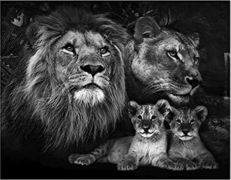 SHEGZHUC Diamond Painting Löwe und Baby - 40x50cm Malen nach Zahlen für Erwachsene - Tiere