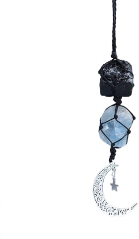 Auto Rückspiegel Anhänger, 1 Stuck Hängender Autoanhänger, Baumelnder Mond Heilkristall Accessoires, Rückspiegel-Dekorationen