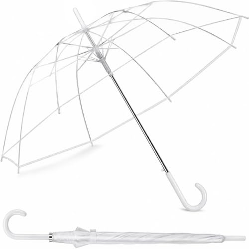 Liberty Imports Large Clear Umbrella, Rain Windproof Transparent Auto Open Long Stick Umbrella for Photo Prop Travel Outdoor Events