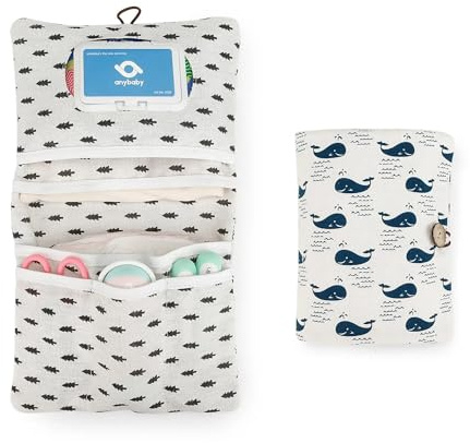 AVH Enterprise Windeltasche für unterwegs für Jungen und Mädchen - Organizer 2 in 1 - kleine Wickeltasche mit sehr viel Platz (Wal)