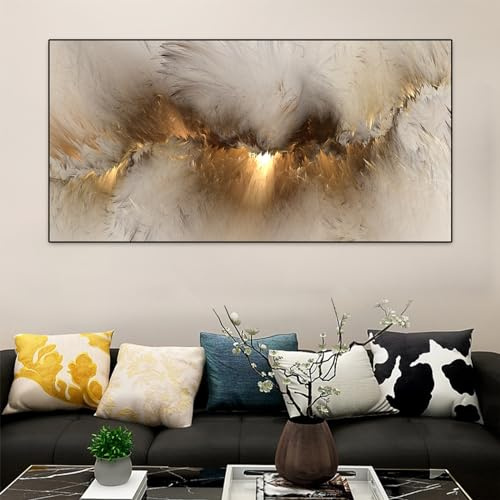 IUNTWEIE Abstrakte Moderne Leinwandbilder Groß Bunte Aurora Bild auf Leinwand Abstrakte Poster Vintage Gold Kunstdrucke Modern Wohnzimmer Schlafzimmer Dekoration Poster Ohne Rahmen (style-2,50x100cm)