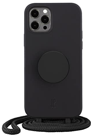 Just Elegance HandyHülle - Necklace Case - Handyhülle kompatibel mit iPhone 12 Pro Max 6,7 - Handy Schutzhülle mit Abnehmbarer Kordel und Fingerhalter I Schwarz