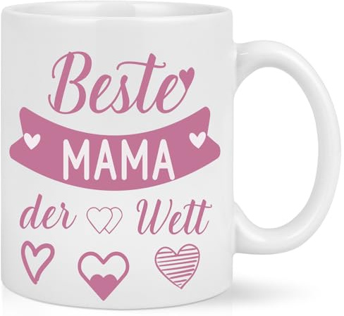 Diztoud Mama Tasse mit Spruch Beste Mama der Welt, Geschenk Muttertag, Mutter Geschenk, Geschenke zum Muttertag, Muttertagsgeschenke, Geburtstagsgeschenk, Weihnachtsgeschenke, 325ml Kaffeetasse, Weiß