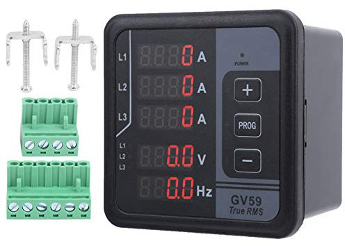 Digital Multi Functional Meter GV59 Current and Voltage Gauge DC 165‑265V, Volt Amp Meter, 3 Phase Digital Ammeter Voltmeter Gauge Power Energy Monitor