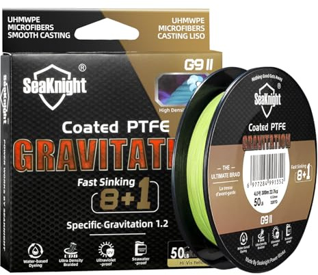 SeaKnight Gravity G9 9 Stränge geflochtene Angelschnur, schnell sinkend, 150 m/300 m Multifilament-PE-Leinen, 8 + 1 Fülldraht, glattes Salzwasser, langes Werfen, Meeresangeln, Karpfenangeln