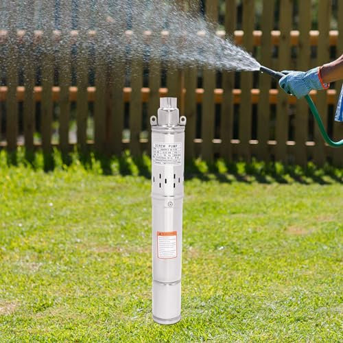 Pompa per pozzi profondi, 3 pollici, compatibile con la sabbia, 230 V, 1800 /h, pompa per fontana, IP68, pompa subacquea in acciaio inox, con cavo da 15 m, profondità di immersione 60 m