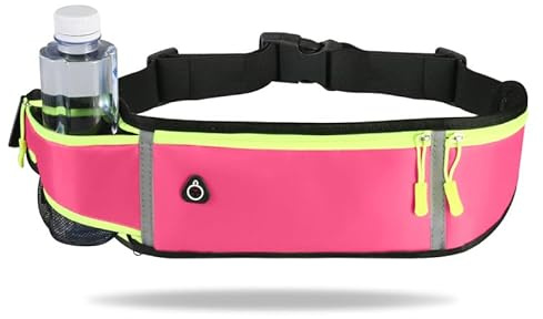 Rosa laufgürtel, Gürteltasche wasserdichte Sport Bauchtasche, Laufgürtel mit wasserdichtem, Fitnessgürtel mit Verstellbarem Gummiband, für Jogging Laufen und Andere Outdoor-Aktivitäten Damen/Herren.