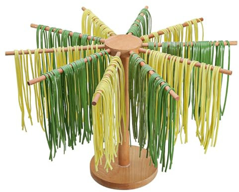 TMRBBesty Séchoir à pâtes en bois - Pliable - Avec 10 supports - Peut contenir deux kg de pâtes - Amovible - Convient pour tous les produits Noodle