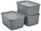 Iris Ohyama, Lot de 3 Boites de Rangement en Plastique avec Couvercle non Clipsable, Empilables, pour Cuisine, Salle de Bain, Chambre, Dressing, bureau, Organisation Solide & Durable, SNL-S