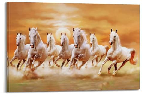 GTTHOK Pferde-Kunst-Poster, schöne weiße Pferde, dekoratives Gemälde, Leinwand-Kunstbild, 20 x 30 cm