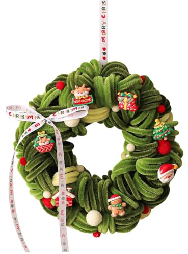 Corone di Natale per porta d'ingresso, corona di Natale artificiale | Ghirlanda intrecciata a mano con campana per porta, ornamenti appesi per albero di Natale, decorazione della casa per compleanno