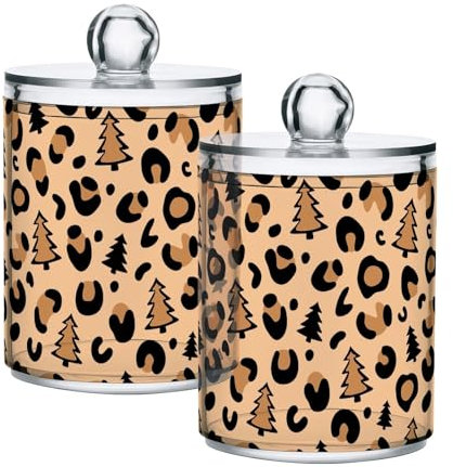 GAIREG Qtip Apothekergläser mit Deckel, Leopardenmuster, Baum, Camouflage, 2 Stück