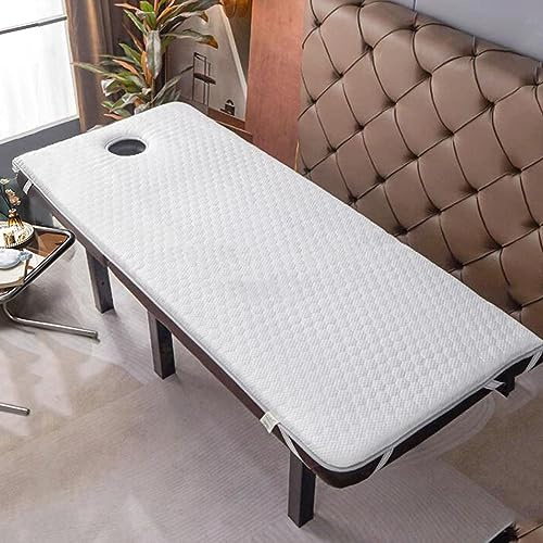 Cubremesa de espuma viscoelástica con diseño antideslizante y transpirable para salón de belleza, spa, colchón para máxima comodidad y apoyo, color blanco, 90 x 190 cm, 2 cm de grosor