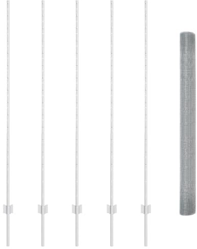 vidaXL Zaun mit Pfosten Silber 1,5 x 10 m Stahl, Garten und Terrasse, robuster Gartenzaun, anpassbare Begrenzung, wetterfeste Paneele