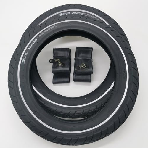 2X BY-101 Reifen 12 Zoll 12x2.0 | ETRTO 50-203 | 1mm Pannenschutz & Reflexstreifen + Schläuche AV 45° abgewinkelt Autoventil Beyond Allround Decke Mantel Fahrradreifen