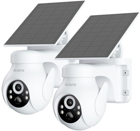 blurams 2K 3MP Überwachungskamera Aussen Solar 2-Pack - Kamera Überwachung Outdoor WLAN Kabellos, 360° PTZ, Farb-Nachtsicht, Nur 2,4 GHz