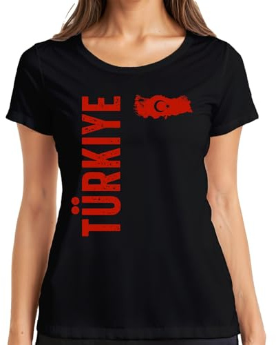 Türkiye Turkey Fan Turkish Flag Football World Cup 2026 Euro 2028 Women's T-Shirt, black, XL