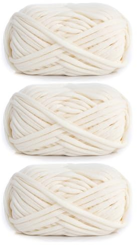 3 Stück 300g/96m T-Shirt-Garn,Durchmesser 20mm,textilgarn,baumwollgarn Zum Häkeln, Strickgarn, Stoff, Häkelgarn Für Taschen, Körbe, Decken, Heimdekoration (AM)